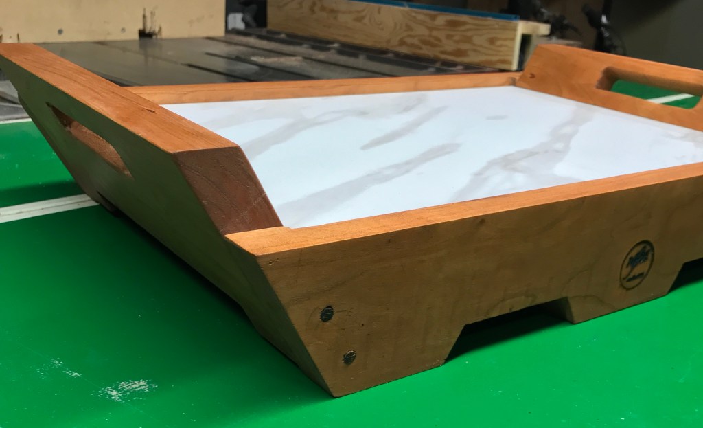 Cherry and Calcutta Porcelain tray